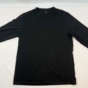 Mott & Bow Mens Long Sleeve Crewneck Cotton T-Shirt Black Size M Made in Peru